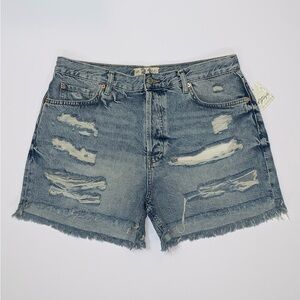 Free People Women’s Maggie Distressed Mid-Rise Denim Jean Shorts-Size 31 New